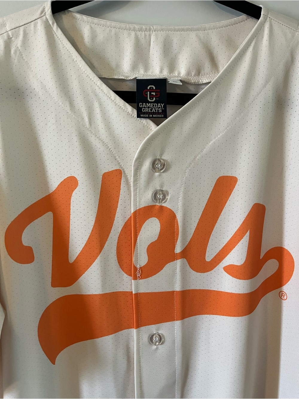 Gameday Greats XL Men’s Tennessee Vols Cream Baseball Jersey - Orange Logo NWT